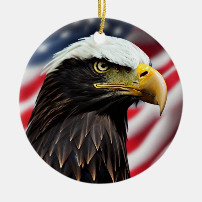 Patriotic/Eagle/American/USA  Ceramic Ornament (Front)