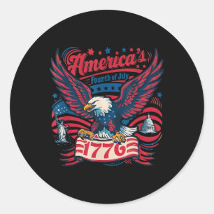 Patriotic Eagle And 1776 Banner Independence Desig Classic Round Sticker