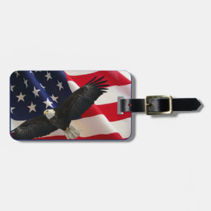 Patriotic Eagle and American Flag Luggage Tag