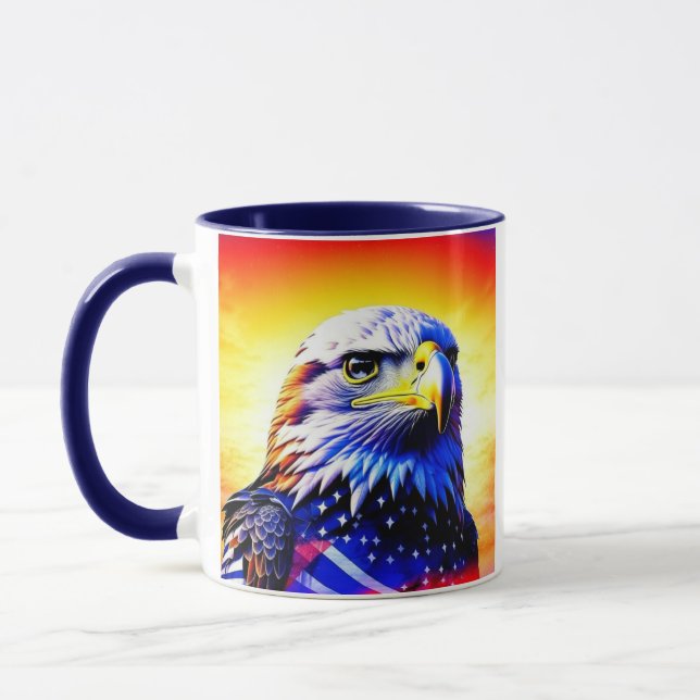 Patriotic Eagle and American Flag Personalised Dad Mug (Left)
