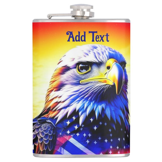 Patriotic Eagle and American Flag Personalised   Hip Flask (Front)