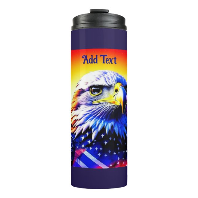 Patriotic Eagle and American Flag Personalised   Thermal Tumbler (Front)