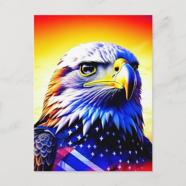Patriotic Eagle and American Flag  Postcard (Front)
