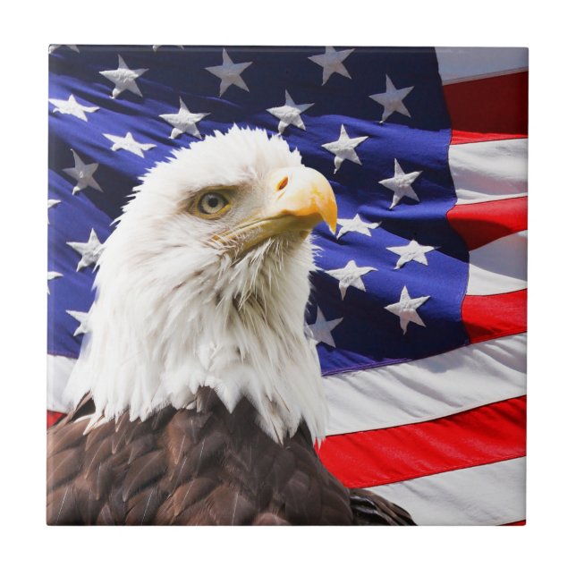Patriotic Eagle and American Flag Tile (Front)