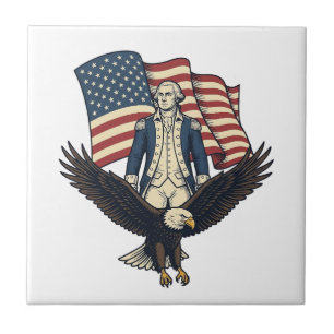 Patriotic Eagle and Colonial General Vintage Vecto Ceramic Tile