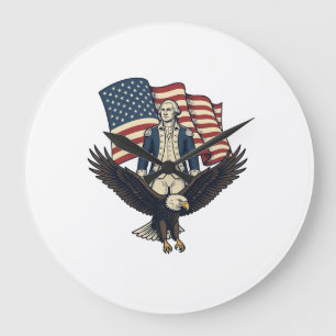 Patriotic Eagle and Colonial General Vintage Vecto Large Clock