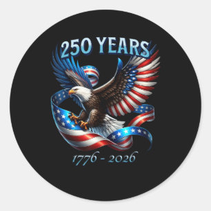 Patriotic Eagle and Flag 250 Years 1776-2026 Classic Round Sticker