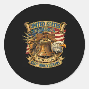 Patriotic eagle and flag 250 years american 4th of classic round sticker