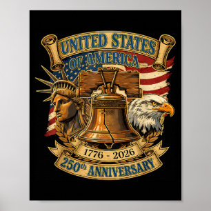 Patriotic eagle and flag 250 years american 4th of poster