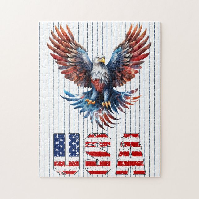Patriotic Eagle and USA Puzzle (Vertical)
