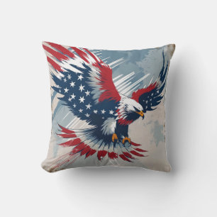 Patriotic Eagle Art Throw Pillow