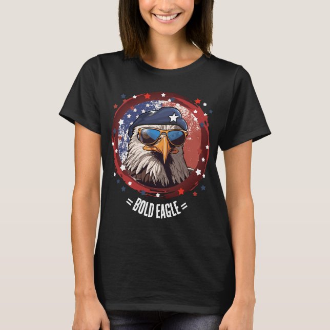 Patriotic Eagle Beret Denim Jacket T-Shirt (Front)