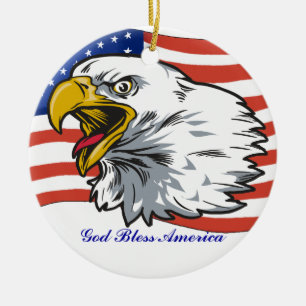 Patriotic Eagle Ceramic Ornament