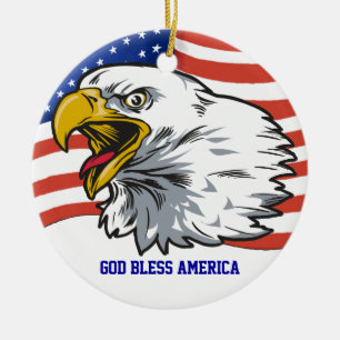 Patriotic Eagle Ceramic Tree Decoration