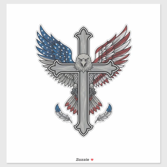 Patriotic Eagle Cross Vintage Engraving Vector Des (Sheet)