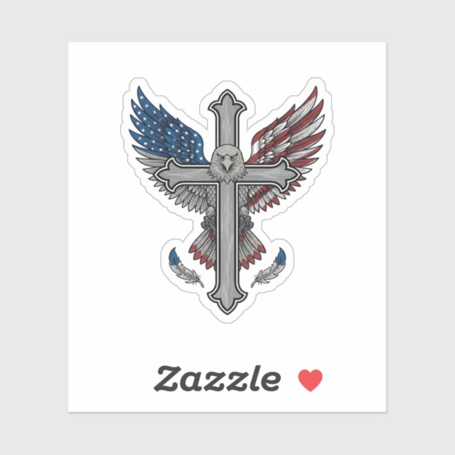 Patriotic Eagle Cross Vintage Engraving Vector Des (Sheet)