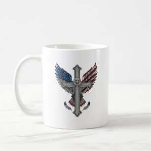 Patriotic Eagle Cross Vintage Engraving Vector Des Coffee Mug