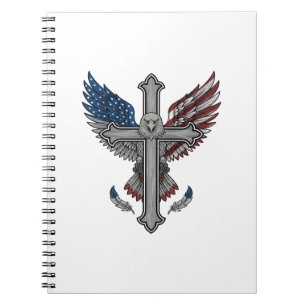 Patriotic Eagle Cross Vintage Engraving Vector Des Notebook