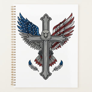 Patriotic Eagle Cross Vintage Engraving Vector Des Planner