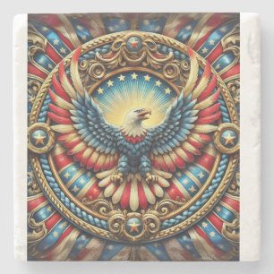 Patriotic Eagle Emblem Stone Coaster