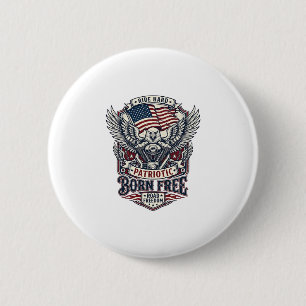 Patriotic Eagle Engine Biker Road Freedom Patriot 6 Cm Round Badge