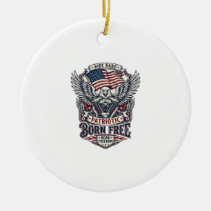 Patriotic Eagle Engine Biker Road Freedom Patriot Ceramic Ornament