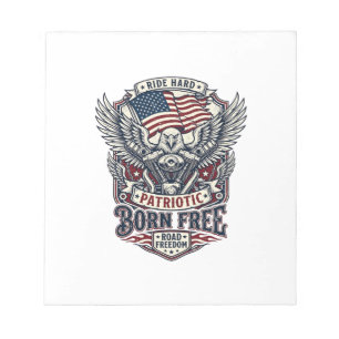 Patriotic Eagle Engine Biker Road Freedom Patriot Notepad
