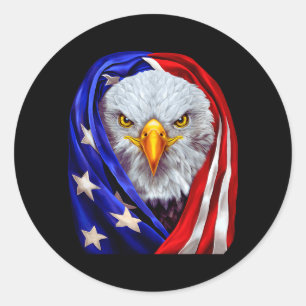 Patriotic Eagle Face Aamerican Flag Independence Classic Round Sticker
