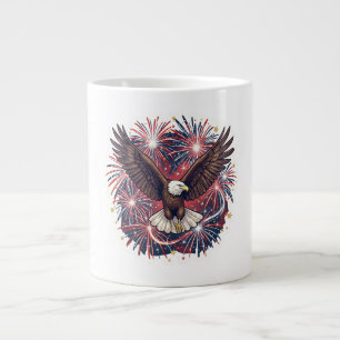 Patriotic Eagle Fireworks Burst Large Coffee Mug
