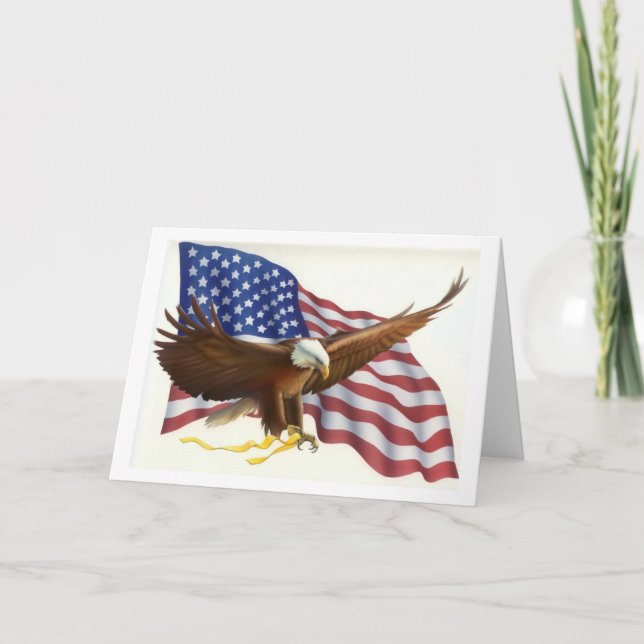 Patriotic Eagle Flag Greeting Card (Front)