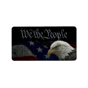 Patriotic Eagle & Flag Label