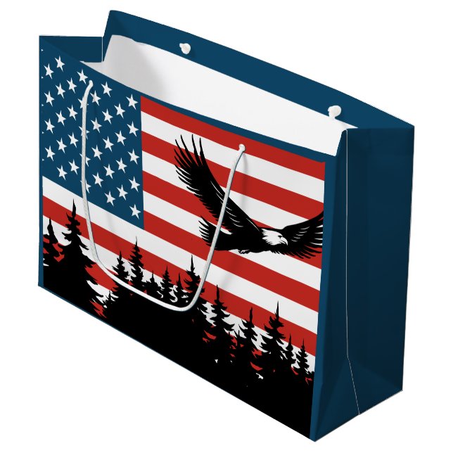 Patriotic Eagle flag party Large Gift Bag (Front Angled)