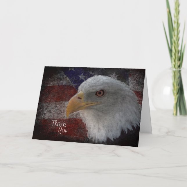 Patriotic Eagle & Flag Thank You Card (Front)