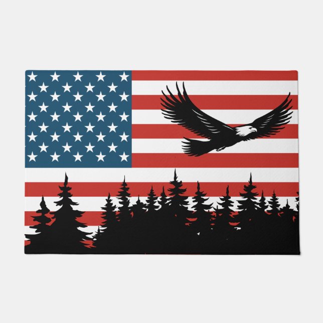 Patriotic eagle flag trees doormat (Front)