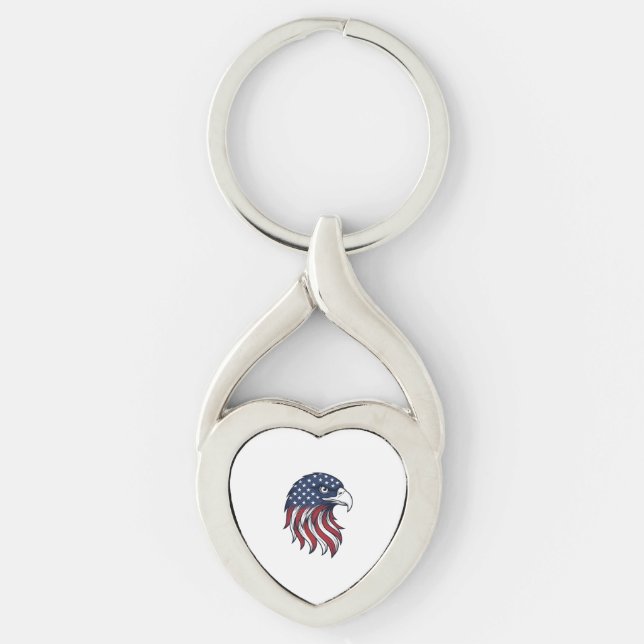 Patriotic Eagle Flag Vector Design for White Shirt Key Ring (Front)