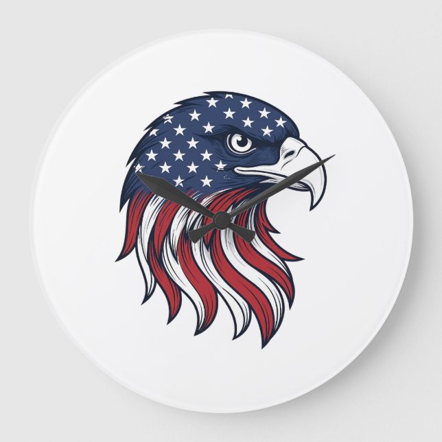 Patriotic Eagle Flag Vector Design for White Shirt Large Clock (Front)