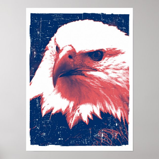 Patriotic Eagle - Grunge Art Poster (Front)