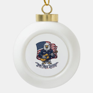 Patriotic Eagle Guitar Vintage Ceramic Ball Christmas Ornament