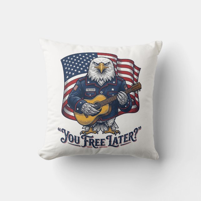 Patriotic Eagle Guitar Vintage Cushion (Front)