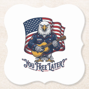 Patriotic Eagle Guitar Vintage Paper Coaster