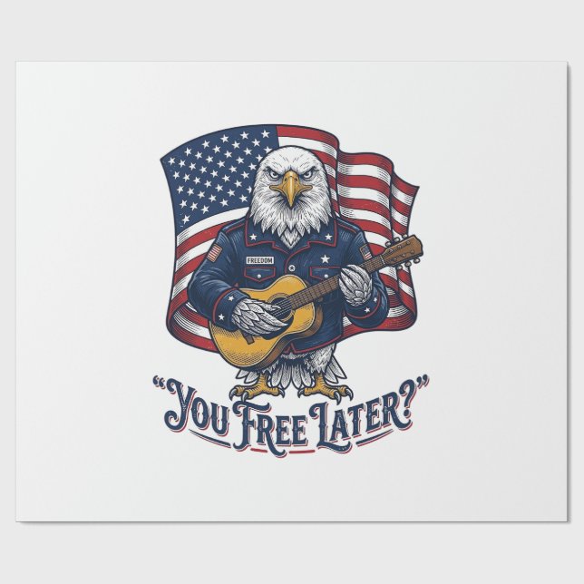 Patriotic Eagle Guitar Vintage Wrapping Paper (Flat)