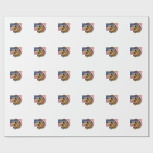 Patriotic Eagle Head Vintage Engraving Graphic_1 Wrapping Paper