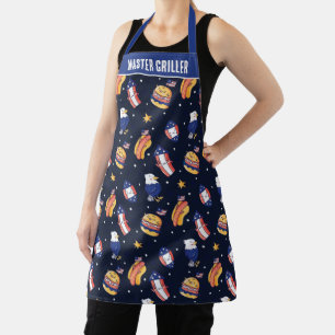Patriotic Eagle Hot Dog Burger Firecracker Design Apron