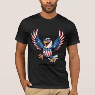 Patriotic Eagle in Stars and Stripes T-Shirt