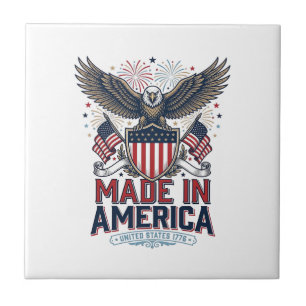 Patriotic Eagle Made in America 4th of July Shirt_ Ceramic Tile