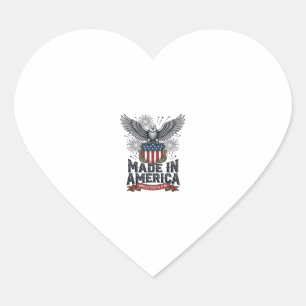 Patriotic Eagle Made in America Vintage Heart Sticker