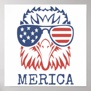 Patriotic Eagle Merica 4th of July American Flag T Poster