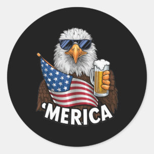 Patriotic Eagle merica 4th Of July Classic Round Sticker
