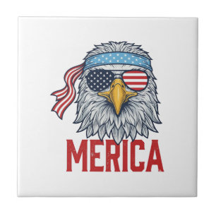 Patriotic Eagle Merica Vintage Engraving Shirt Des Ceramic Tile