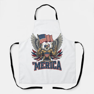 Patriotic Eagle Merica Vintage Vector Shirt Design Apron